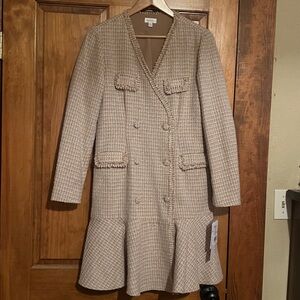 Nicole Miller Beige Tweed  Double-Breasted Blazer Dress Size 8